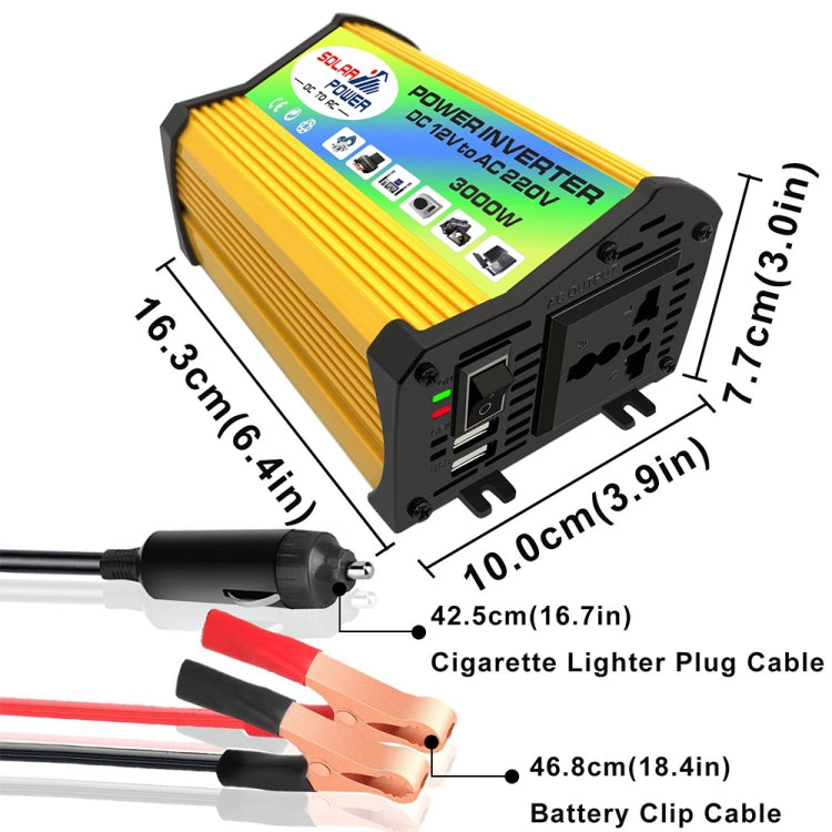 Legend I Generation DC12V to AC110V 3000W Modified Square Wave Car Power Inverter(Yellow) - Modified Square Wave by PMC Jewellery | Online Shopping South Africa | PMC Jewellery | Buy Now Pay Later Mobicred