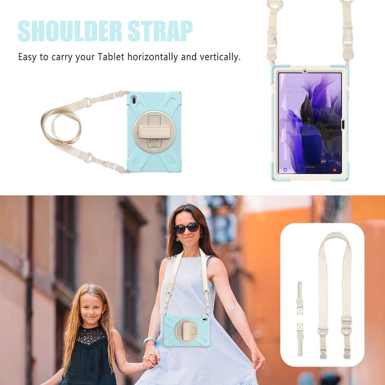 For Samsung Galaxy Tab S7 FE T730 / S7+ / S9+ /S8+ Silicone + PC Protective Case with Holder & Shoulder Strap(Ice Blue) - Other Galaxy Tab PC by PMC Jewellery | Online Shopping South Africa | PMC Jewellery | Buy Now Pay Later Mobicred