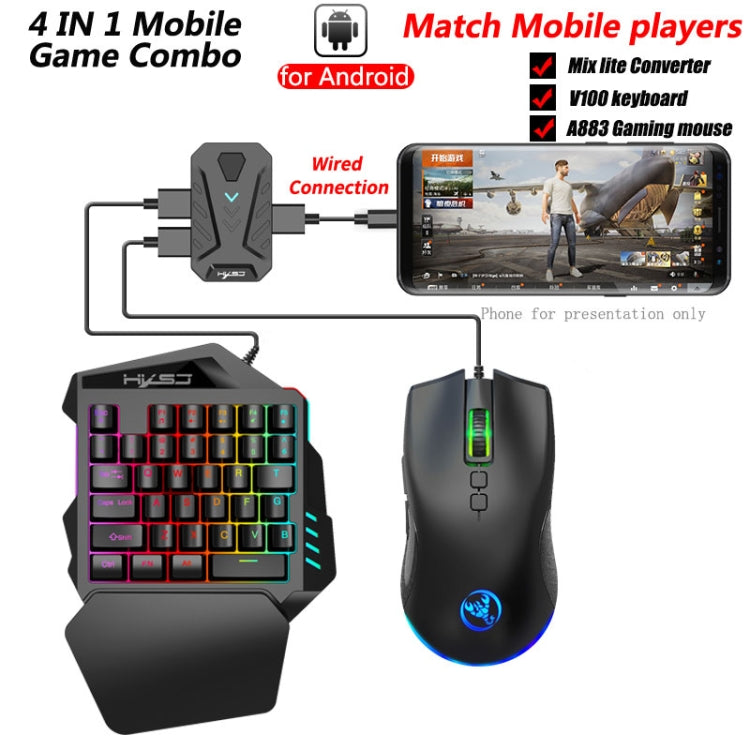 HXSJ P8+V100+A883 Keyboard Mouse Converter + One-handed Keyboard + Programming Gaming Mouse Set - Wired Mice by HXSJ | Online Shopping South Africa | PMC Jewellery | Buy Now Pay Later Mobicred