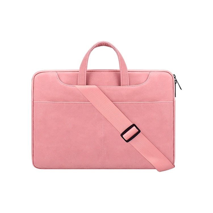 ST06SDJ Frosted PU Business Laptop Bag with Detachable Shoulder Strap, Size:13.3 inch(Pink) - 13.3 inch by PMC Jewellery | Online Shopping South Africa | PMC Jewellery | Buy Now Pay Later Mobicred