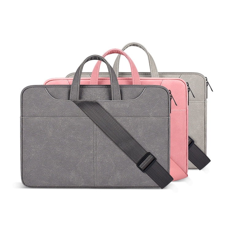 ST06SDJ Frosted PU Business Laptop Bag with Detachable Shoulder Strap, Size:13.3 inch(Pink) - 13.3 inch by PMC Jewellery | Online Shopping South Africa | PMC Jewellery | Buy Now Pay Later Mobicred