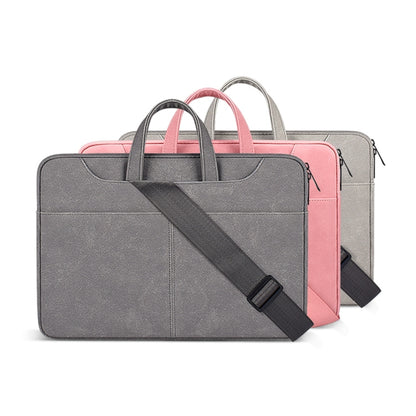 ST06SDJ Frosted PU Business Laptop Bag with Detachable Shoulder Strap, Size:13.3 inch(Pink) - 13.3 inch by PMC Jewellery | Online Shopping South Africa | PMC Jewellery | Buy Now Pay Later Mobicred