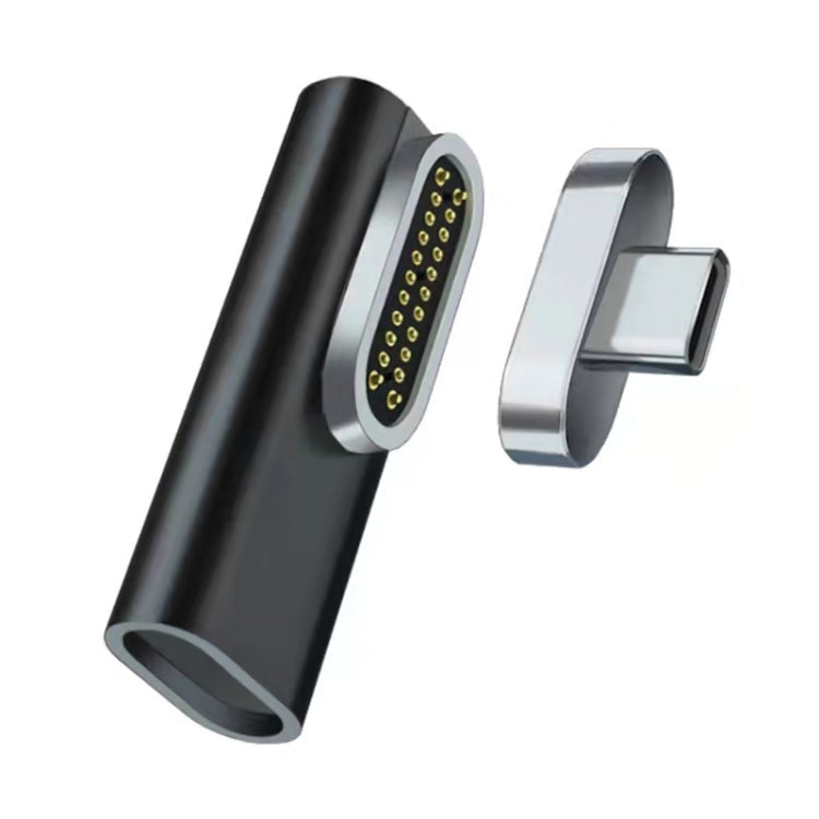 100W USB-C / Type-C Female to 20 Pin Magnetic USB-C / Type-C Male Elbow Adapter (Black) - Cable & Adapter by PMC Jewellery | Online Shopping South Africa | PMC Jewellery