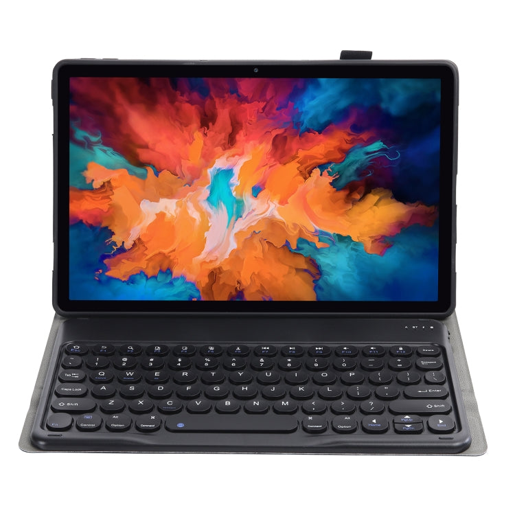 For Lenovo Pad Plus 11 inch TB-J607F / Tab P11 11 inch TB-J606F / Pad 11 inch YAM12 Lambskin Texture Detachable Round Keycap Bluetooth Keyboard Leather Tablet Case with Holder(Black) - Lenovo Keyboard by PMC Jewellery | Online Shopping South Africa | PMC Jewellery