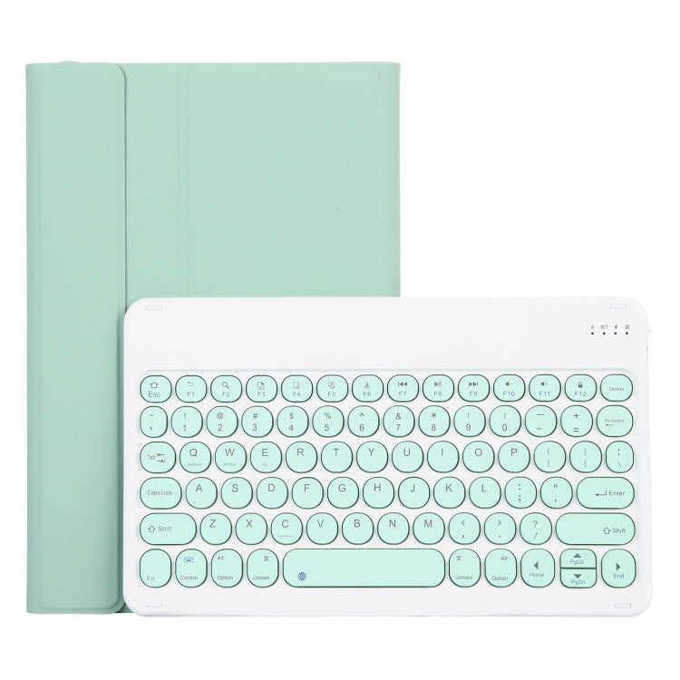 For Lenovo Pad Plus 11 inch TB-J607F / Tab P11 11 inch TB-J606F / Pad 11 inch YAM12 Lambskin Texture Detachable Round Keycap Bluetooth Keyboard Leather Tablet Case with Holder(Light Green) - Lenovo Keyboard by PMC Jewellery | Online Shopping South Africa | PMC Jewellery