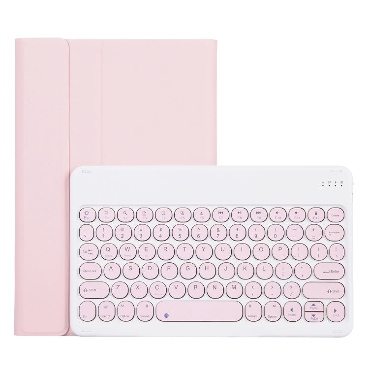 For Lenovo Pad Plus 11 inch TB-J607F / Tab P11 11 inch TB-J606F / Pad 11 inch YAM12 Lambskin Texture Detachable Round Keycap Bluetooth Keyboard Leather Tablet Case with Holder(Pink) - Lenovo Keyboard by PMC Jewellery | Online Shopping South Africa | PMC Jewellery