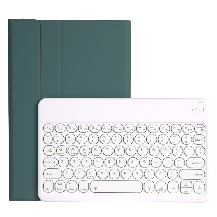 For Lenovo Pad Plus 11 inch TB-J607F / Tab P11 11 inch TB-J606F / Pad 11 inch YAM12 Backlight Style Lambskin Texture Detachable Round Keycap Bluetooth Keyboard Leather Tablet Case with Holder(Dark Green) - Lenovo Keyboard by PMC Jewellery | Online Shopping South Africa | PMC Jewellery