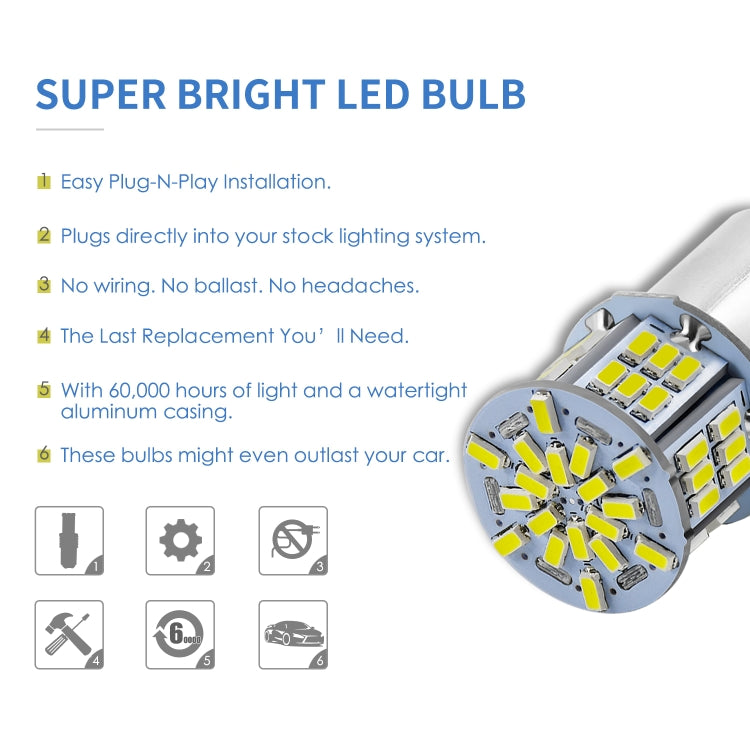 1 Pair E0053 9-14V 1157-54SMD-2835 6000K 1080LM White Light Car Decoding Brake Driving Light - Brake Lights by PMC Jewellery | Online Shopping South Africa | PMC Jewellery