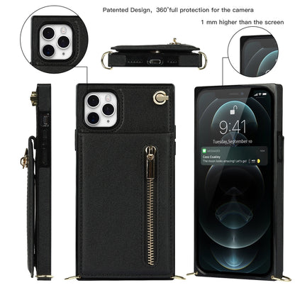 For iPhone 11 Pro Max Cross-body Zipper Square TPU+PU Back Cover Case with Holder & Card Slots & Wallet & Strap (Black) - iPhone 11 Pro Max Cases by PMC Jewellery | Online Shopping South Africa | PMC Jewellery