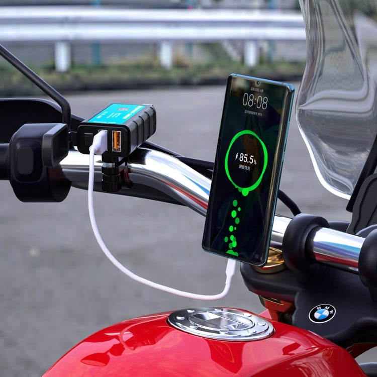 WUPP ZH-1422C2 Motorcycle Square Dual USB Fast Charging Charger with Switch + Integrated SAE Socket + 1m SAE Socket Cable - Battery Charger by WUPP | Online Shopping South Africa | PMC TechLife | Buy Now Pay Later Mobicred