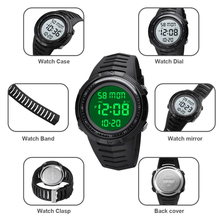 SKMEI 1632 Dual Time Display Luminous Electronic Watch, Support Alarm Clock(Black and White) - free shipping - PMC TechLife - Order now!