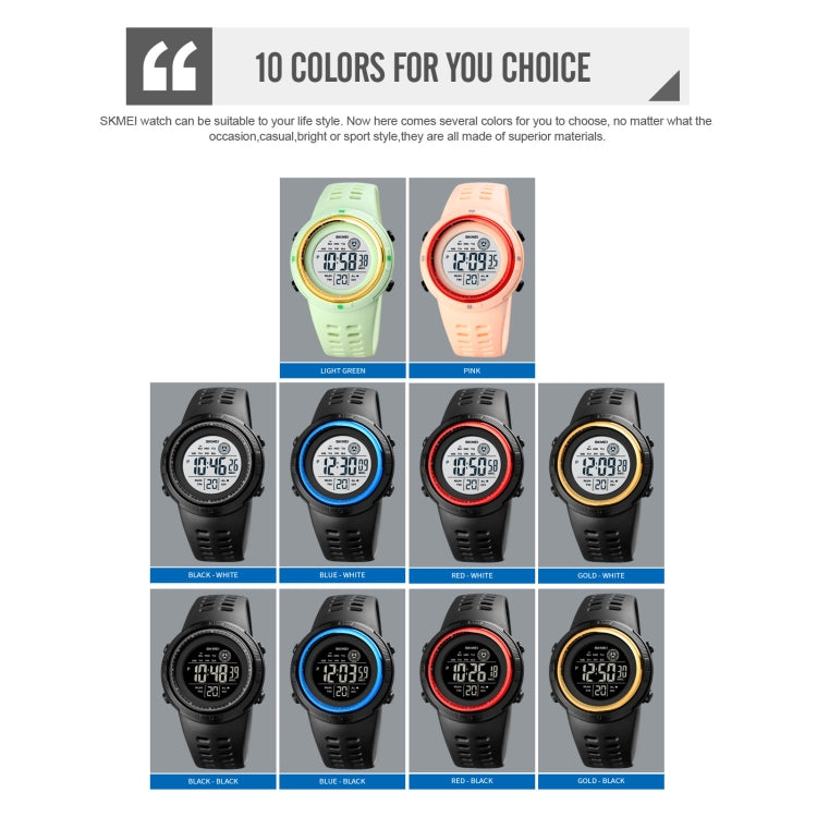 SKMEI 1773 Triplicate Round LED Dual Time Digital Display Colorful Backlight Electronic Watch(Light Green) - free shipping - PMC TechLife - Order now!