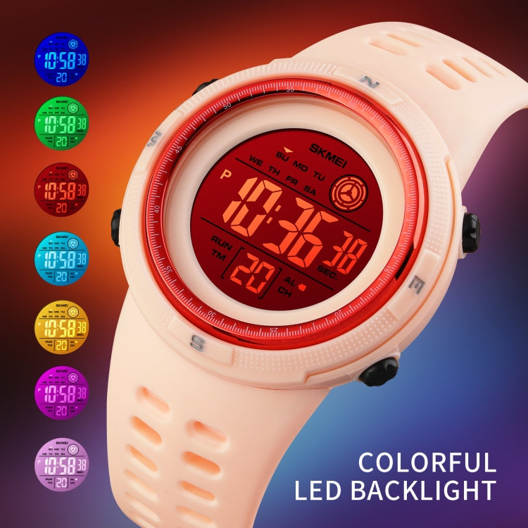 SKMEI 1773 Triplicate Round LED Dual Time Digital Display Colorful Backlight Electronic Watch(Red Black) - free shipping - PMC TechLife - Order now!