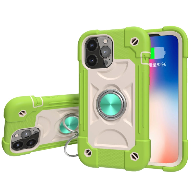 For iPhone 13 Shockproof Silicone + PC Protective Case with Dual-Ring Holder(Guava) - iPhone 13 Cases by PMC Jewellery | Online Shopping South Africa | PMC Jewellery | Buy Now Pay Later Mobicred