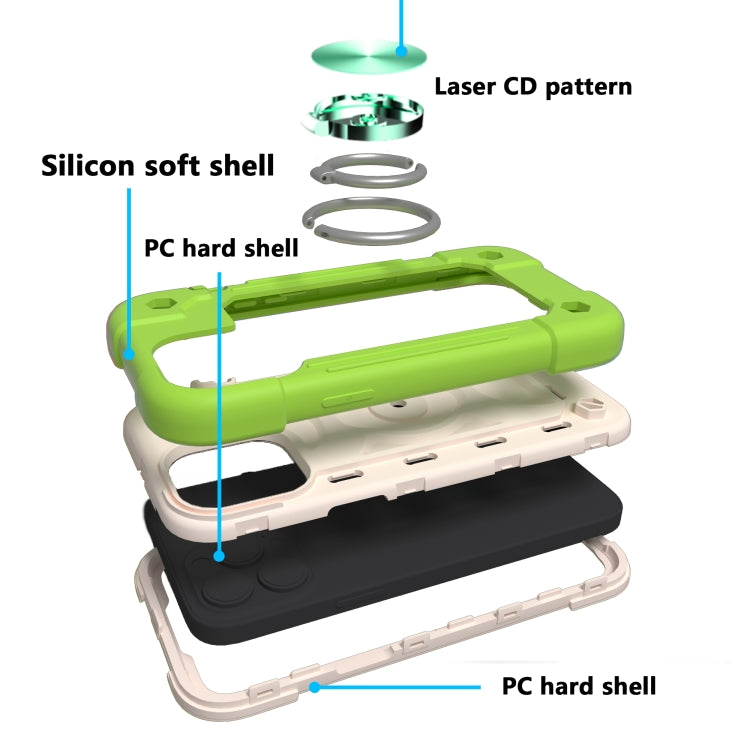 For iPhone 13 Shockproof Silicone + PC Protective Case with Dual-Ring Holder(Guava) - iPhone 13 Cases by PMC Jewellery | Online Shopping South Africa | PMC Jewellery | Buy Now Pay Later Mobicred