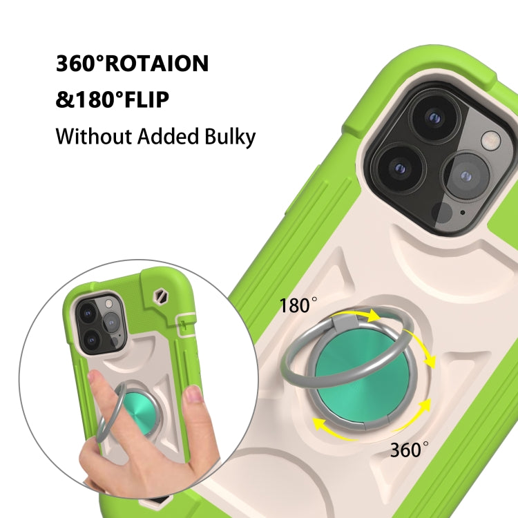 For iPhone 13 Shockproof Silicone + PC Protective Case with Dual-Ring Holder(Guava) - iPhone 13 Cases by PMC Jewellery | Online Shopping South Africa | PMC Jewellery | Buy Now Pay Later Mobicred