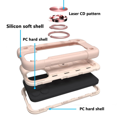 For iPhone 13 Shockproof Silicone + PC Protective Case with Dual-Ring Holder(Rose Gold) - iPhone 13 Cases by PMC Jewellery | Online Shopping South Africa | PMC Jewellery | Buy Now Pay Later Mobicred