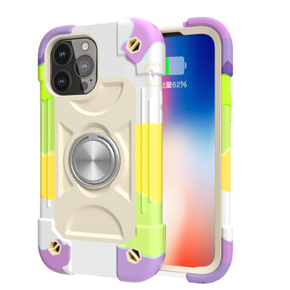 For iPhone 13 Shockproof Silicone + PC Protective Case with Dual-Ring Holder(Colorful Beige) - iPhone 13 Cases by PMC Jewellery | Online Shopping South Africa | PMC Jewellery | Buy Now Pay Later Mobicred