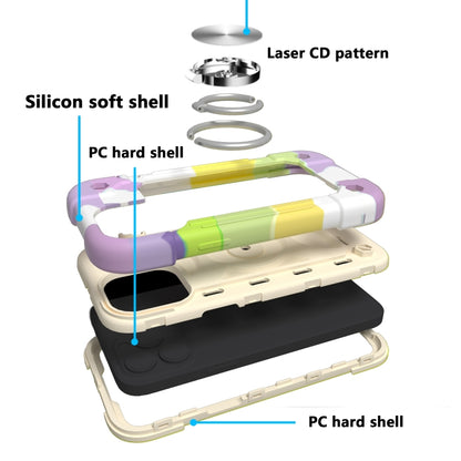 For iPhone 13 Shockproof Silicone + PC Protective Case with Dual-Ring Holder(Colorful Beige) - iPhone 13 Cases by PMC Jewellery | Online Shopping South Africa | PMC Jewellery | Buy Now Pay Later Mobicred