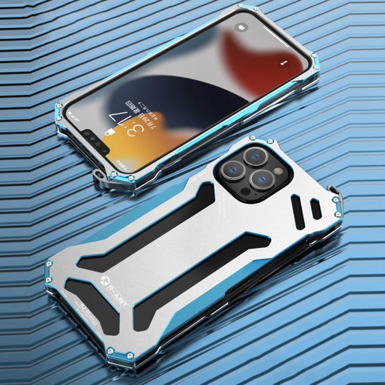 For iPhone 13 Pro Max R-JUST Shockproof Armor Metal Protective Case (Blue) - free shipping - PMC TechLife - Order now!