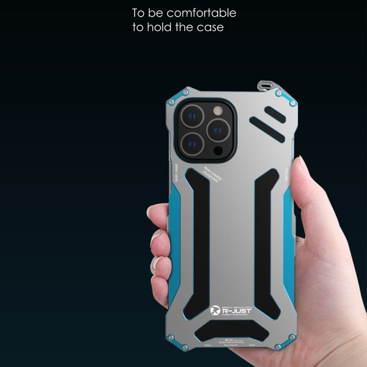 For iPhone 13 Pro Max R-JUST Shockproof Armor Metal Protective Case (Blue) - free shipping - PMC TechLife - Order now!