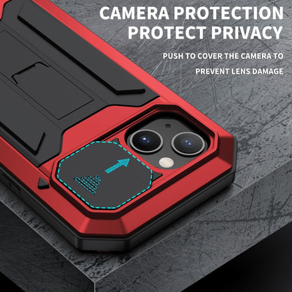 For iPhone 13 R-JUST Sliding Camera Shockproof Life Waterproof Dust-proof Metal + Silicone Protective Case with Holder(Red) - iPhone 13 Cases by R-JUST | Online Shopping South Africa | PMC Jewellery | Buy Now Pay Later Mobicred