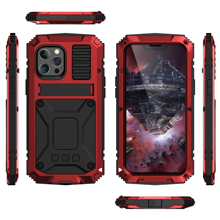 For iPhone 13 R-JUST Shockproof Waterproof Dust-proof Metal + Silicone Protective Case with Holder(Red) - iPhone 13 Cases by R-JUST | Online Shopping South Africa | PMC Jewellery