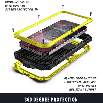 For iPhone 13 Pro R-JUST Shockproof Waterproof Dust-proof Metal + Silicone Protective Case with Holder (Yellow) - iPhone 13 Pro Cases by R-JUST | Online Shopping South Africa | PMC Jewellery