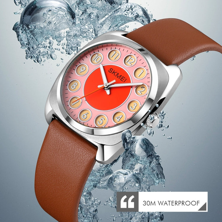 SKMEI Q029 Ladies Phone Number Pattern Dial Leather Strap Quartz Watch(Purple) - free shipping - PMC TechLife - Order now!