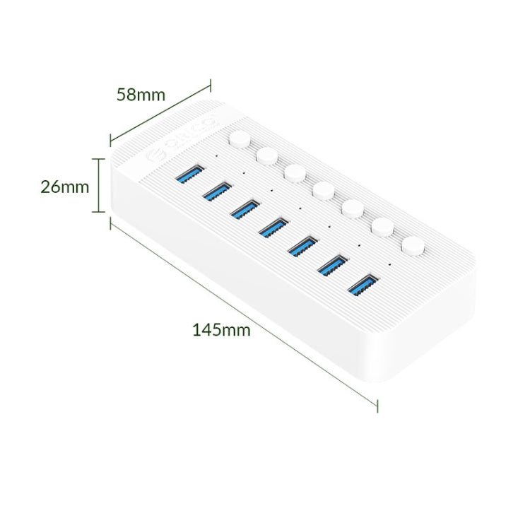 ORICO CT2U3-7AB-WH 7 In 1 Plastic Stripes Multi-Port USB HUB with Individual Switches, US Plug(White) - USB 3.0 HUB by ORICO | Online Shopping South Africa | PMC Jewellery | Buy Now Pay Later Mobicred