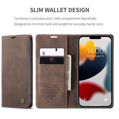 For iPhone 13 Pro CaseMe-013 Multifunctional Retro Frosted Horizontal Flip Leather Case with Card Slot & Holder & Wallet (Coffee) - iPhone 13 Pro Cases by CaseMe | Online Shopping South Africa | PMC Jewellery | Buy Now Pay Later Mobicred