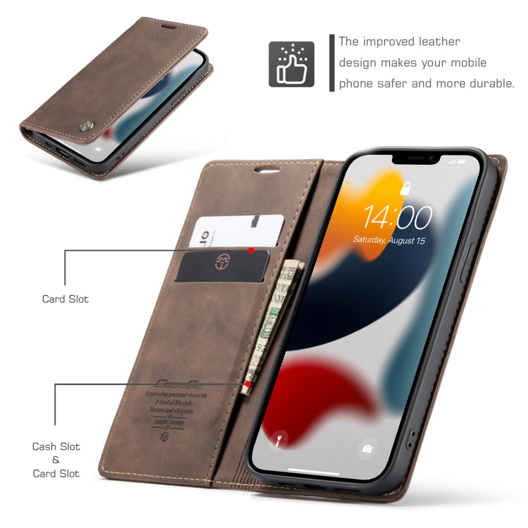 For iPhone 13 Pro CaseMe-013 Multifunctional Retro Frosted Horizontal Flip Leather Case with Card Slot & Holder & Wallet (Coffee) - iPhone 13 Pro Cases by CaseMe | Online Shopping South Africa | PMC Jewellery | Buy Now Pay Later Mobicred