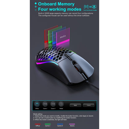 iMICE T60 7-key Custom Colorful Luminous Wired Honeycomb Gaming Mouse, Cable Length: 1.8m(Black) - Wired Mice by iMICE | Online Shopping South Africa | PMC Jewellery | Buy Now Pay Later Mobicred