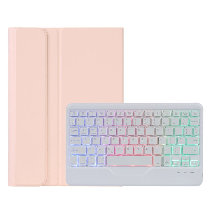 A0N5BS Ultra-thin Tri-color Backlight Detachable Lambskin Texture TPU Bluetooth Keyboard Leather Tablet Case with Holder For Xiaomi Pad 5 / 5 Pro(Pink) - Others Keyboard by PMC Jewellery | Online Shopping South Africa | PMC Jewellery