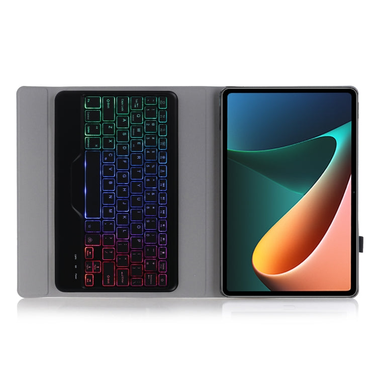 A0N5BS Ultra-thin Tri-color Backlight Detachable Lambskin Texture TPU Bluetooth Keyboard Leather Tablet Case with Holder For Xiaomi Pad 5 / 5 Pro(Dark Green) - Others Keyboard by PMC TechLife | Online Shopping South Africa | PMC TechLife