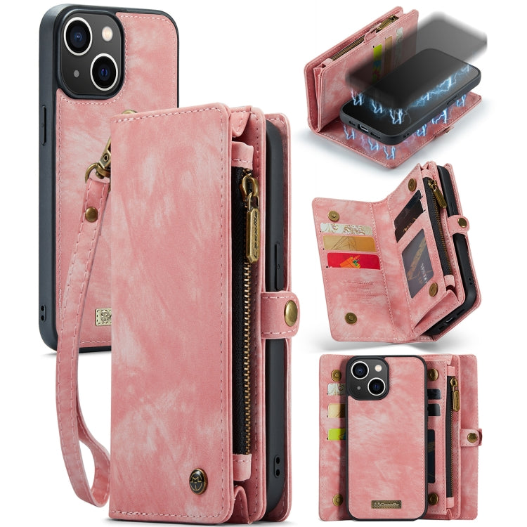 For iPhone 13 CaseMe-008 Detachable Multifunctional Horizontal Flip Leather Case(Pink) - iPhone 13 Cases by CaseMe | Online Shopping South Africa | PMC Jewellery | Buy Now Pay Later Mobicred