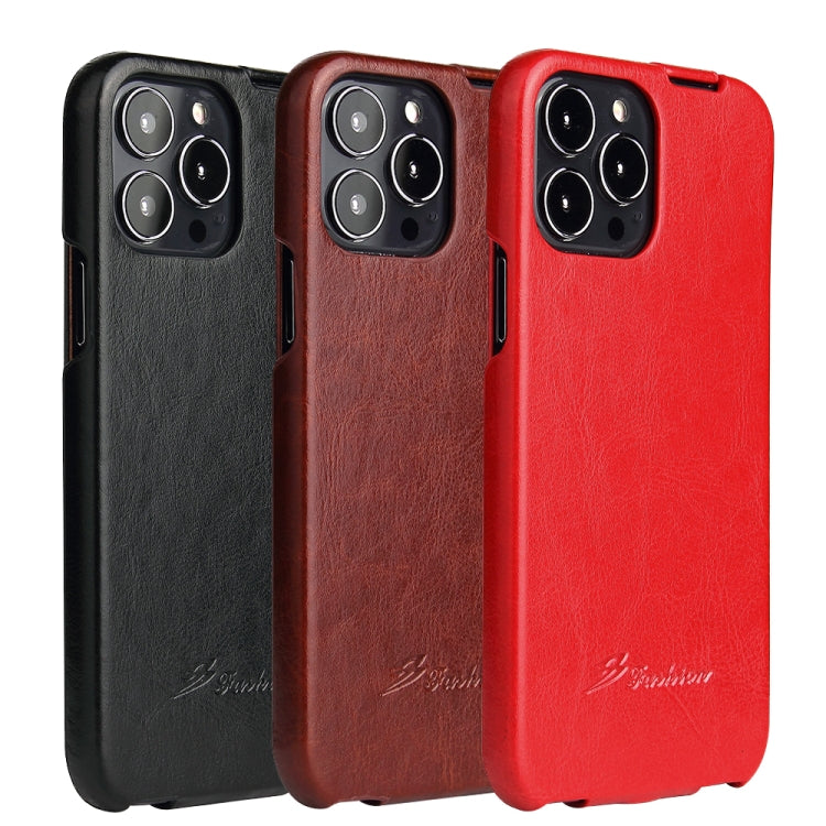 For iPhone 13 Pro Fierre Shann Retro Oil Wax Texture Vertical Flip PU Leather Case (Brown) - iPhone 13 Pro Cases by FIERRE SHANN | Online Shopping South Africa | PMC Jewellery