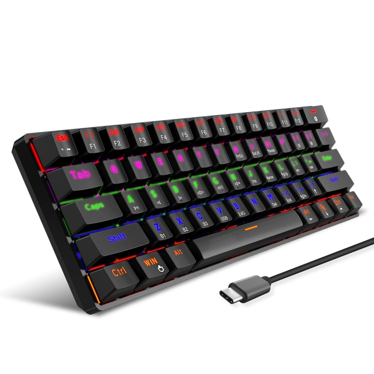 HXSJ L800 61 Keys Bluetooth 5.0 / 2.4G Wireless / Type-C Wired Three Modes Blue Shaft Mechanical Keyboard(Black) - free shipping - PMC Jewellery - Order now!
