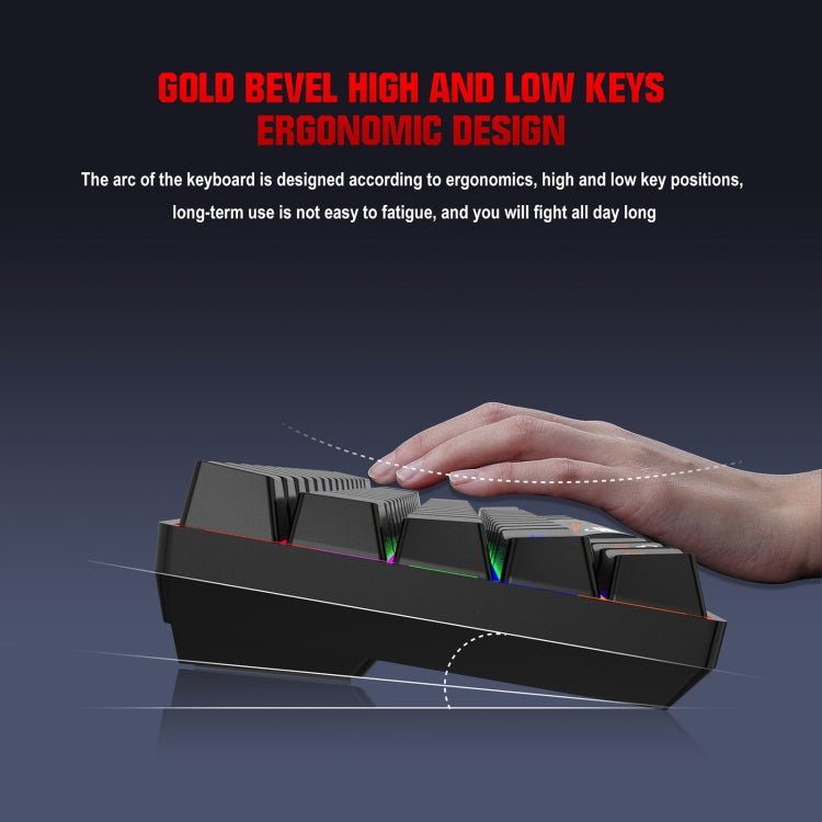 HXSJ L800 61 Keys Bluetooth 5.0 / 2.4G Wireless / Type-C Wired Three Modes Blue Shaft Mechanical Keyboard(Black) - free shipping - PMC Jewellery - Order now!