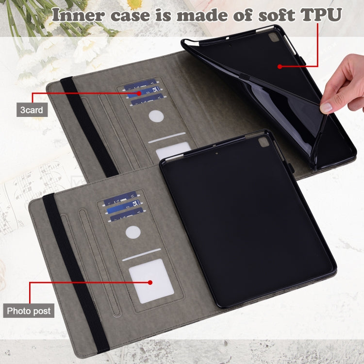 For Huawei MediaPad M5 lite Tree & Deer Pattern Pressed Printing Horizontal Flip PU Leather Case with Holder & Card Slots(Grey) - Huawei by PMC TechLife | Online Shopping South Africa | PMC TechLife | Buy Now Pay Later Mobicred