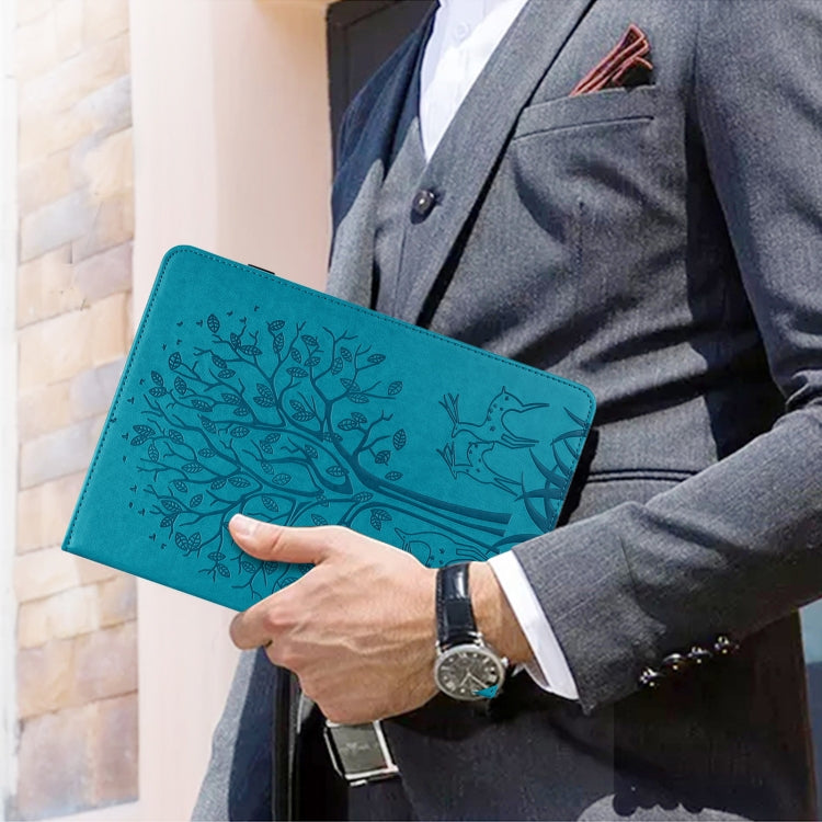 For Huawei MatePad 11 2021 Tree & Deer Pattern Pressed Printing Horizontal Flip PU Leather Case with Holder & Card Slots(Blue) - Huawei by PMC TechLife | Online Shopping South Africa | PMC TechLife | Buy Now Pay Later Mobicred