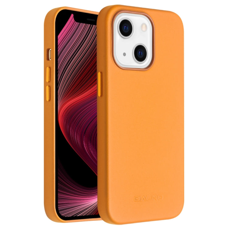 For iPhone 13 QIALINO Nappa Cowhide MagSafe Magnetic Protective Case(Orange) - free shipping - PMC Jewellery - Order now!