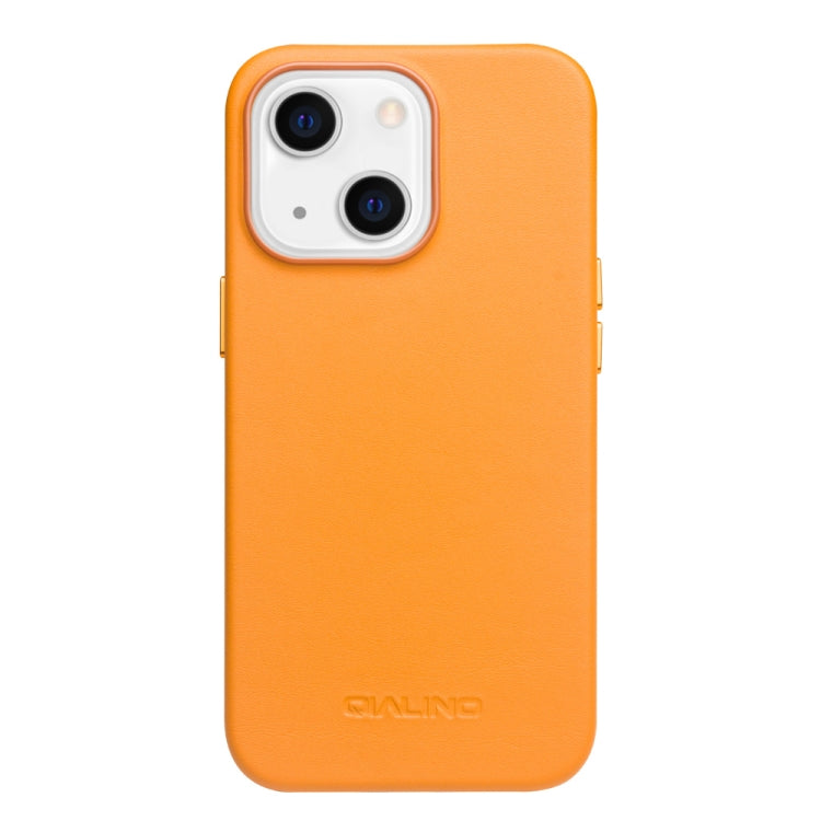 For iPhone 13 QIALINO Nappa Cowhide MagSafe Magnetic Protective Case(Orange) - iPhone 13 Cases by QIALINO | Online Shopping South Africa | PMC Jewellery | Buy Now Pay Later Mobicred