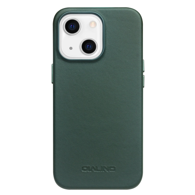 For iPhone 13 QIALINO Nappa Cowhide MagSafe Magnetic Protective Case(Dark Green) - iPhone 13 Cases by QIALINO | Online Shopping South Africa | PMC Jewellery | Buy Now Pay Later Mobicred