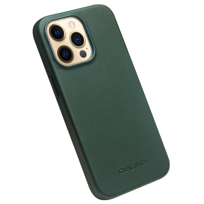 For iPhone 13 Pro QIALINO Nappa Cowhide MagSafe Magnetic Protective Case (Dark Green) - iPhone 13 Pro Cases by QIALINO | Online Shopping South Africa | PMC Jewellery | Buy Now Pay Later Mobicred