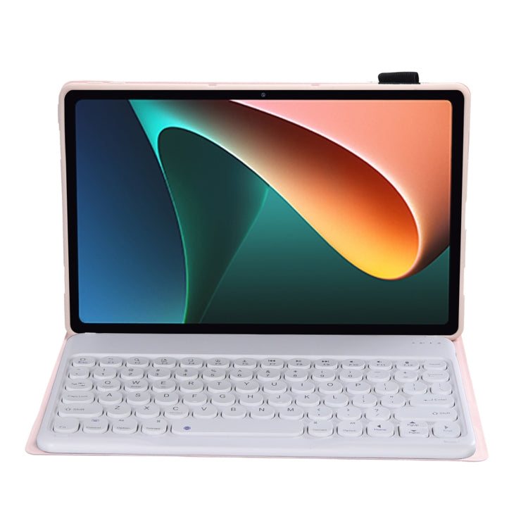 Y0N5 TPU Tablet Case Lambskin Texture Round Keycap Bluetooth Keyboard Leather Tablet Case with Holder For Xiaomi Pad 5 / 5 Pro(Pink) - Others Keyboard by PMC Jewellery | Online Shopping South Africa | PMC Jewellery