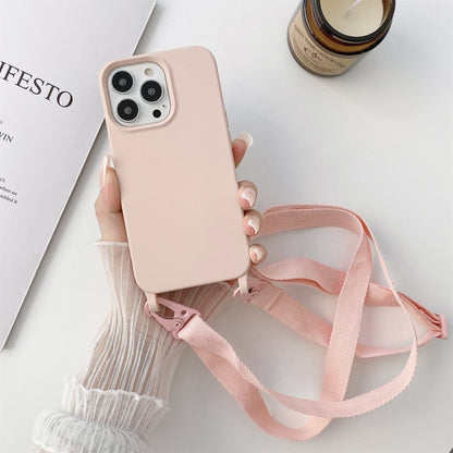 For iPhone 13 Elastic Silicone Protective Case with Wide Neck Lanyard(Pink) - iPhone 13 Cases by PMC Jewellery | Online Shopping South Africa | PMC Jewellery