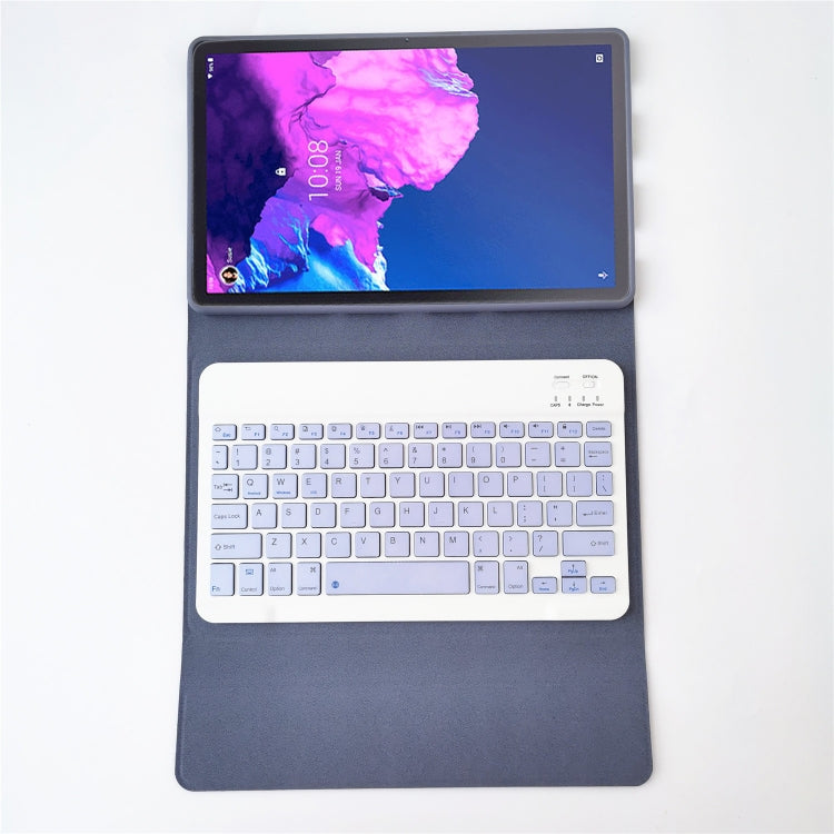For Lenovo Pad Tab P11 11 inch TB-J606F LX110 Solid Color Detachable Square Keycap Bluetooth Keyboard Leather Tablet Case with Stand(Purple) - Lenovo Keyboard by PMC TechLife | Online Shopping South Africa | PMC TechLife