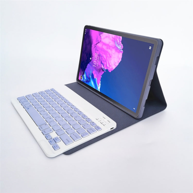For Lenovo Pad Tab P11 11 inch TB-J606F LX110 Solid Color Detachable Square Keycap Bluetooth Keyboard Leather Tablet Case with Stand(Purple) - Lenovo Keyboard by PMC TechLife | Online Shopping South Africa | PMC TechLife
