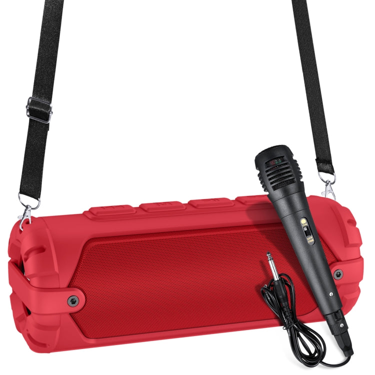 New Rixing NR-6013M Bluetooth 5.0 Portable Outdoor Karaoke Wireless Bluetooth Speaker with Microphone & Shoulder Strap(Red) - Desktop Speaker by NewRixing | Online Shopping South Africa | PMC Jewellery | Buy Now Pay Later Mobicred